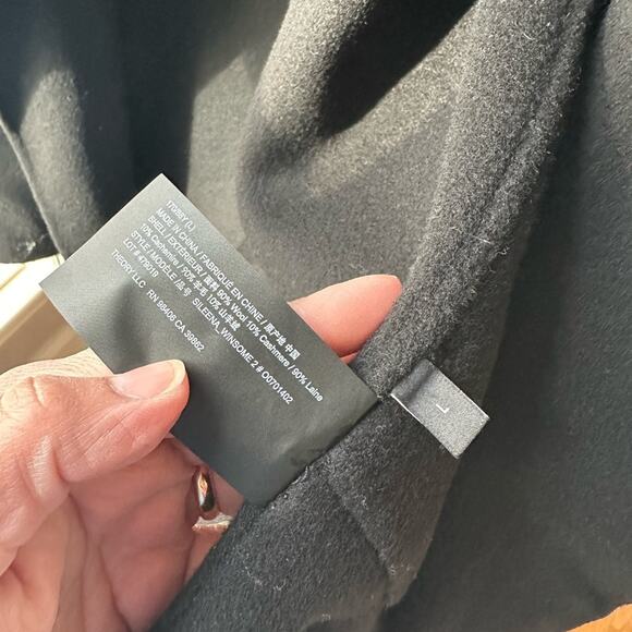 Theory Sileena Women's Coat - Large Black Wool Cashmere Jacket - Picture 8 of 11